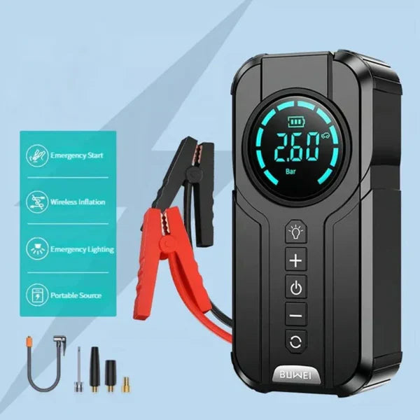 HAYYAT ™Jump Starter With Air Pump هيكساليفينغ™ جهاز تشغيل البطارية مع منفاخ هواء